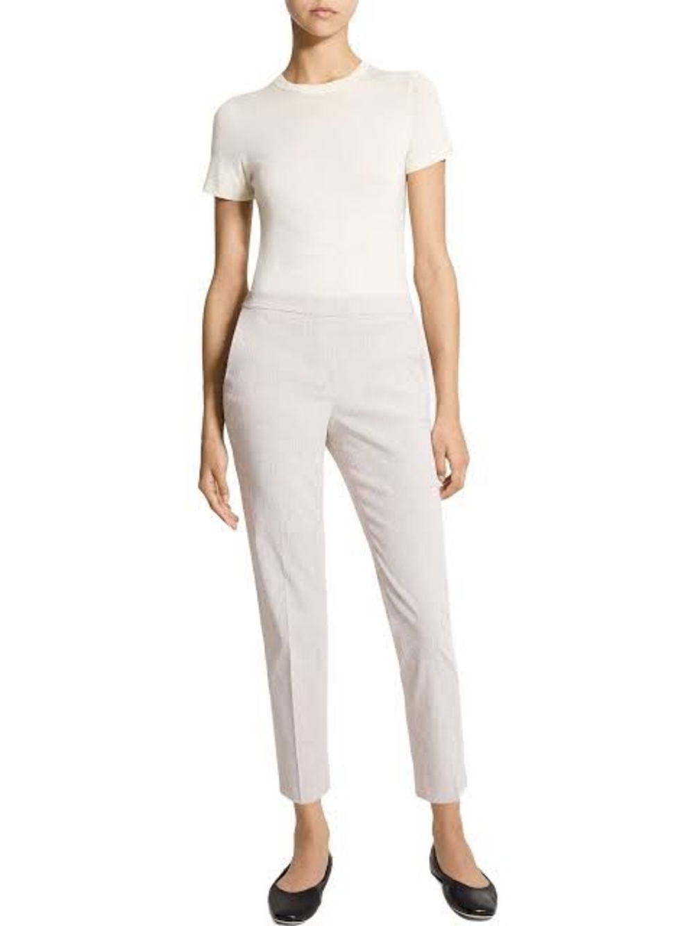Theory Women's Cropped Slim Ankle Pants in Light Beige